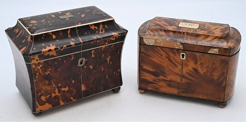 TWO TORTOISE SHELL TEA BOXESONE 378596