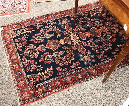 BLUE SAROUK ORIENTAL THROW RUG