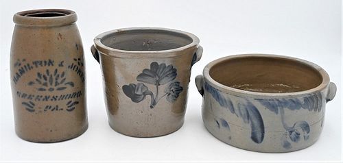 THREE PIECE STONEWARE LOT TO INCLUDE