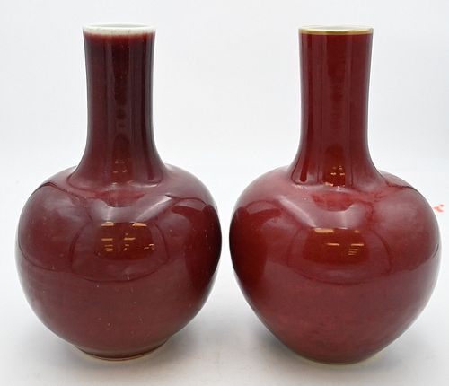 PAIR OF CHINESE BOTTLE FORM OXBLOOD