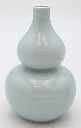 PALE BLUE GLAZED DOUBLE GOURD VASE