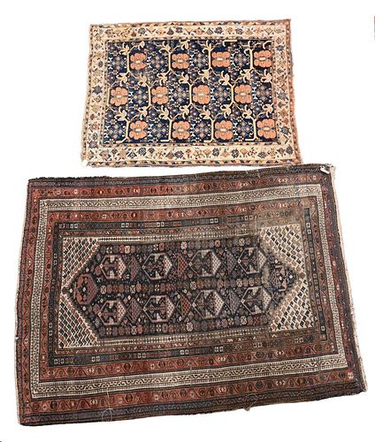 TWO CAUCASIAN ORIENTAL THROW RUGS