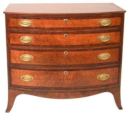 FEDERAL MAHOGANY CHEST HAVING BOWED 3786aa