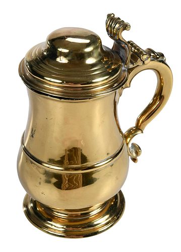 RARE GEORGE II BRASS TANKARDBritish,