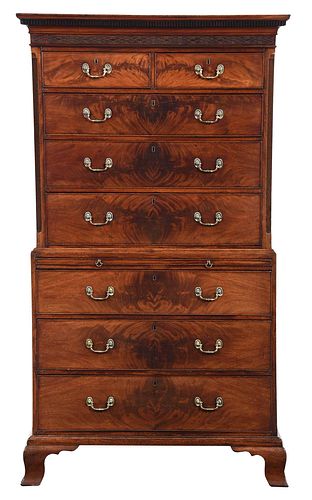 GEORGE III FIGURED MAHOGANY CHEST