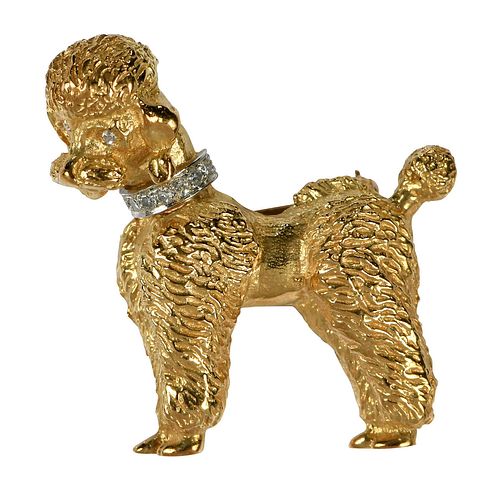 18KT DIAMOND POODLE BROOCHnine 378877