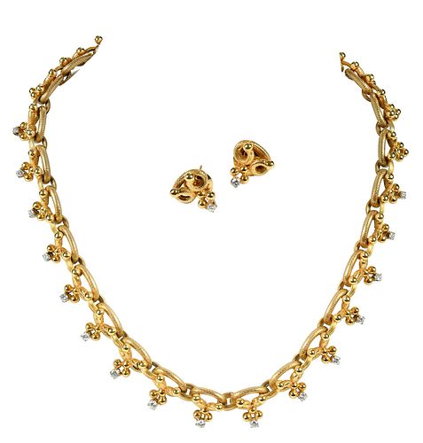 GOLD DIAMOND NECKLACE AND EARRINGSfancy 378883