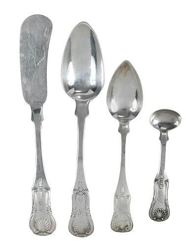 15 KING S STYLE COIN SILVER FLATWARE  378892