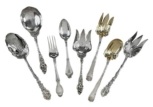 EIGHT STERLING SERVING PIECES,