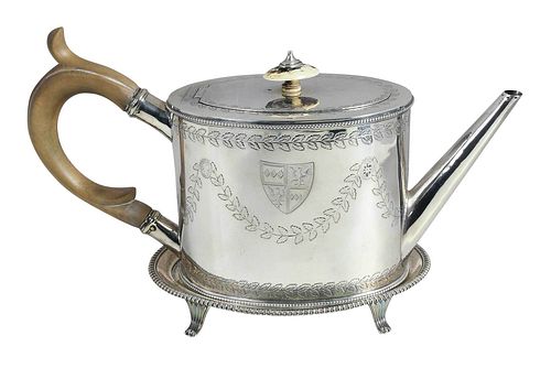 GEORGE III ENGLISH SILVER TEA POT 3788bc