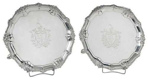 PAIR OF GEORGE III IRISH SILVER FOOTED