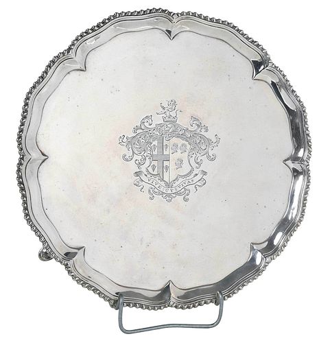 GEORGE III ENGLISH SILVER FOOTED TRAYLondon,