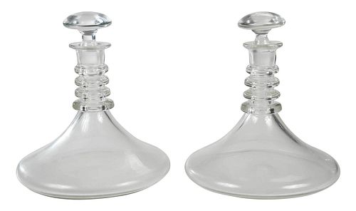 PAIR OF GEORGIAN GLASS SHIPS DECANTERSBritish  3788e8