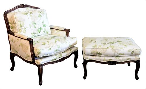 LOUIS XV STYLE FAUTEUIL AND OTTOMAN  37892f