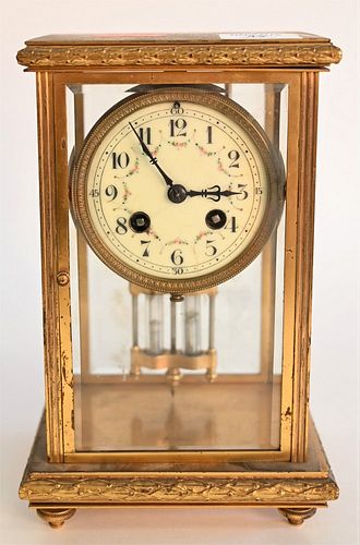 H & H FRENCH BRASS MANTLE CLOCK,