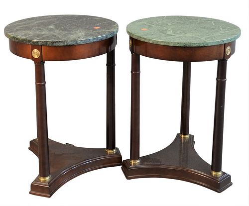 PAIR OF EMPIRE STYLE ROUND TABLES,