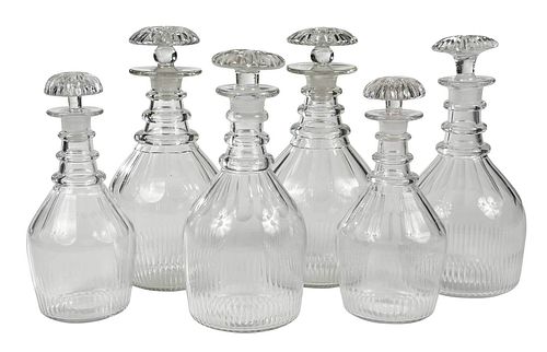 THREE PAIRS OF GEORGIAN GLASS DECANTERSBritish,