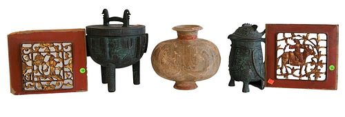 FIVE PIECE LOT, TO INCLUDE A CARVED