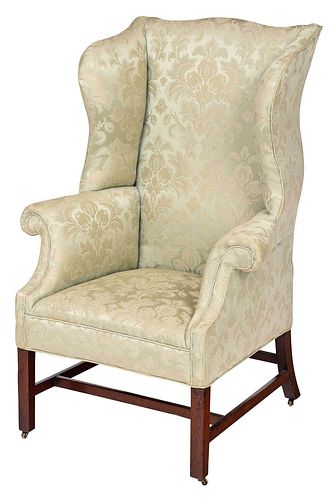 CHIPPENDALE MAHOGANY SILK UPHOLSTERED 378981