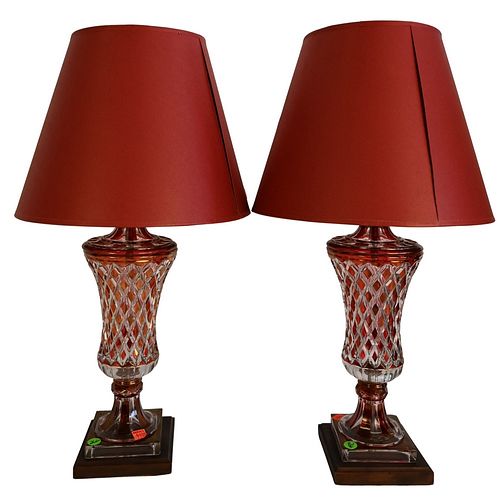 PAIR OF RUBY BLOCK URNS MADE INTO 37899d