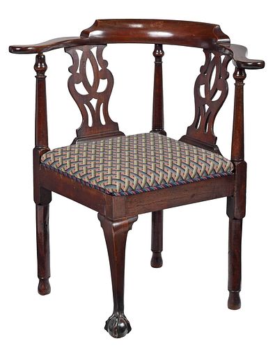 CHIPPENDALE MAHOGANY CORNER CHAIRprobably 3789a2