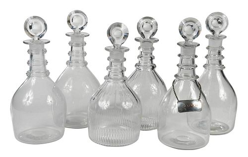 THREE PAIRS OF GEORGIAN GLASS DECANTERSBritish,