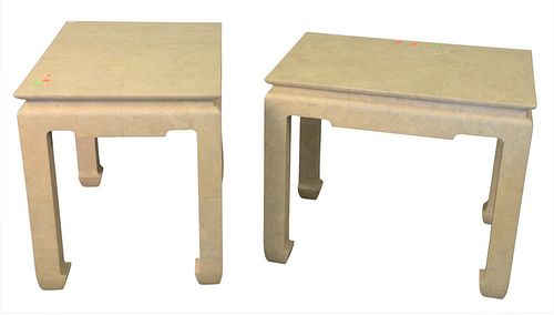 PAIR OF CUSTOM END TABLES, FROM