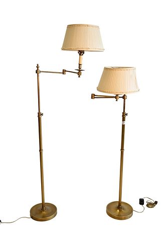 PAIR OF ADJUSTABLE BRASS FLOOR