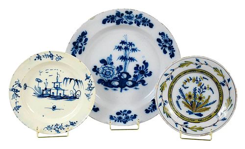 THREE ENGLISH AND DUTCH BLUE AND WHITE