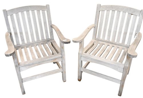 PAIR OF TEAK ARMCHAIRS, BY OUTDOOR