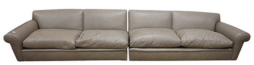 CUSTOM TWO SECTION LEATHER SOFA,