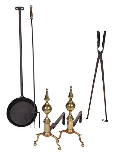 PAIR OF FEDERAL BRASS ANDIRONS