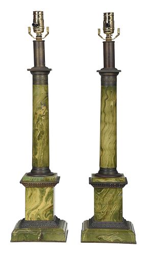 PAIR NEOCLASSICAL STYLE FAUX PAINTED