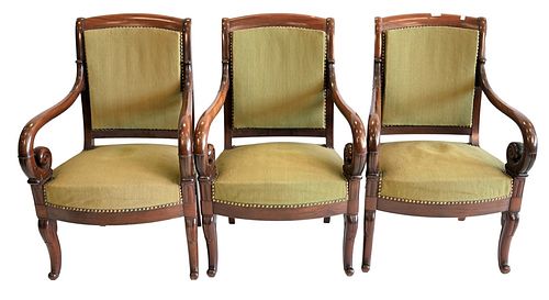 SET OF THREE DIRECTOIRE STYLE ARMCHAIRS  378a42