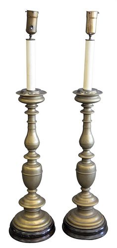 PAIR OF LARGE BRASS CANDLESTICK 378a40