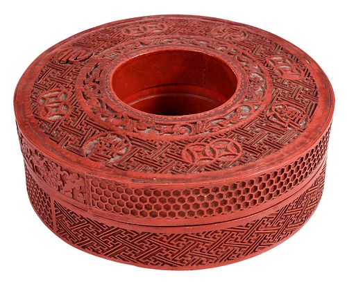 CHINESE CINNABAR LIDDED BOXcircular 378a49