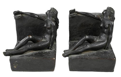 PAIR OF ART NOUVEAU BRONZE FIGURAL 378a59