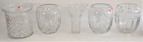 GROUP OF FIVE LARGE GLASS PIECES,