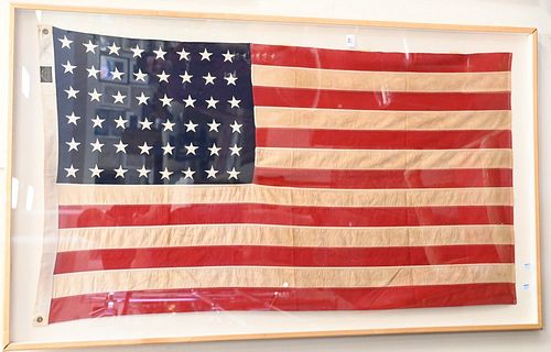 TWO FRAMED AMERICAN FLAGS, TO INCLUDE