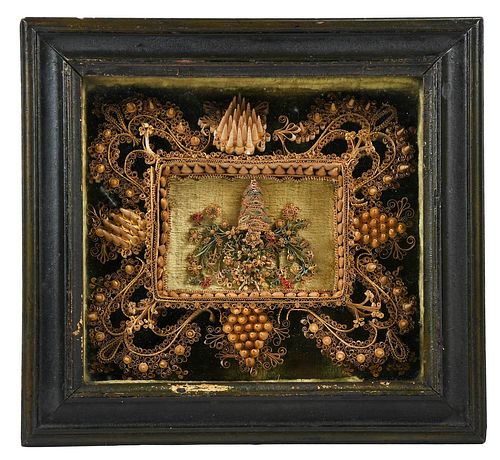 FRAMED QUILL WORK18th century,