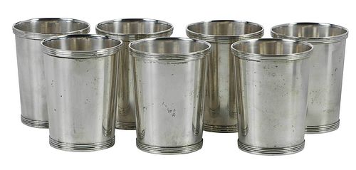 SET OF SEVEN STERLING MINT JULEPSAmerican,