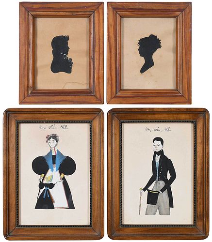 TWO PAIRS OF PORTRAITS AND SILHOUETTES 378aa2