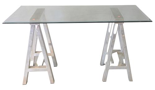 RALPH LAUREN CHROME SAWHORSE TABLE  378abb