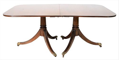 MAHOGANY DOUBLE PEDESTAL INLAID DINING