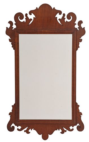 CHIPPENDALE SCROLLED MAHOGANY MIRRORprobably