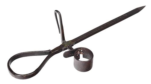 WROUGHT IRON MINER S CANDLE HOLDER18th 3763d2