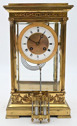 BRASS AND GLASS REGULATOR CLOCKBrass