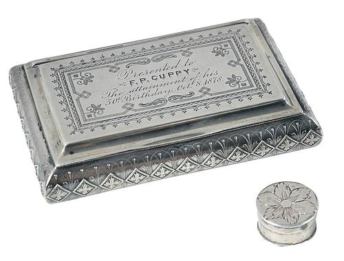 WHITING STERLING BOX AND SILVER PATCH