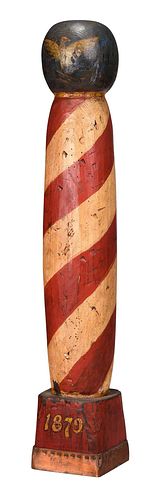 RED AND WHITE PAINTED WOOD BARBER 37643c