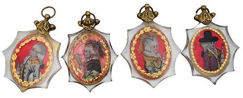 SET OF FOUR VICTORIAN REVERSE PAINTED